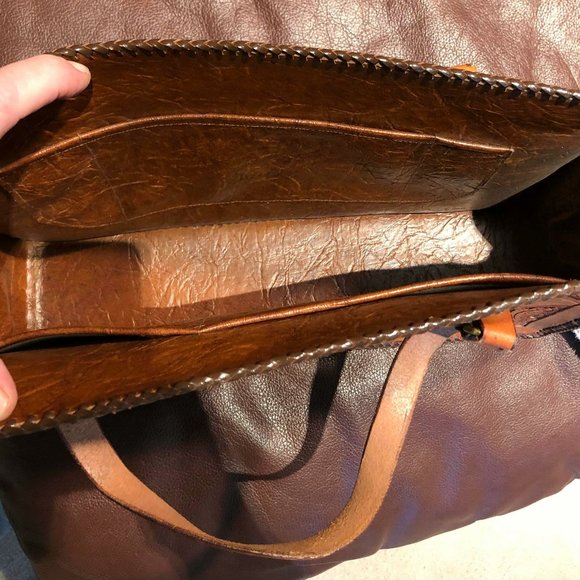 Hand tooled leather tote bag - Picture 4 of 10